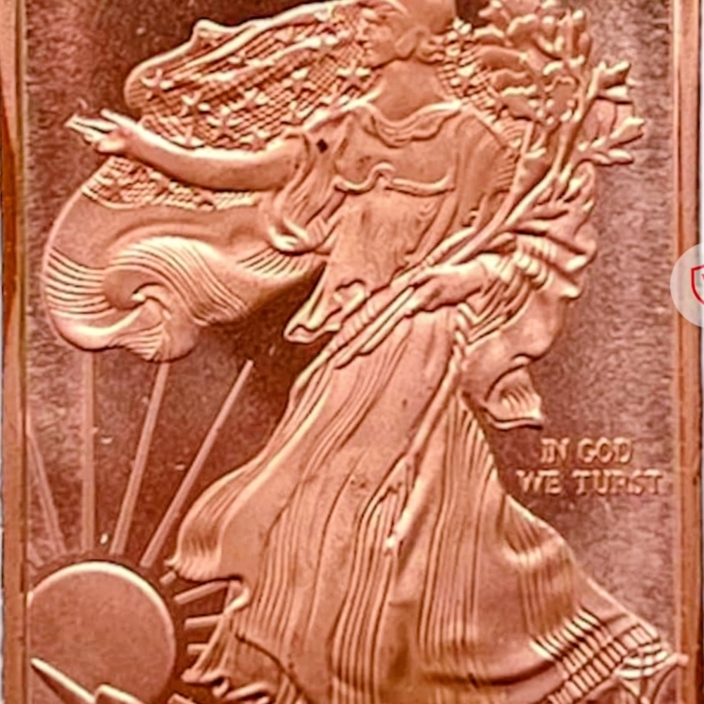 1 oz .999 Fine Pure Copper Bar  "Walking Liberty" / Made in USA - Free Shipping